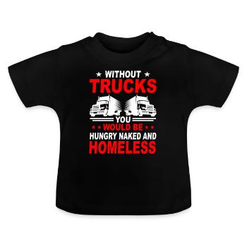Trucks Trucks Trucks Truck Drivers Truck Drivers Truck Drivers - Baby Organic T-Shirt with Round Neck - black - Front