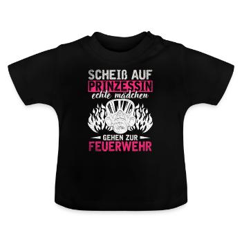 Feuerwehr Prinzessin Feuerwehrfrau Freiwillige - Baby Bio-T-Shirt mit Rundhals - Schwarz - Vorne