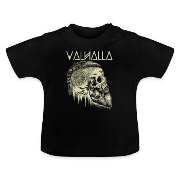 Walhalla Wikinger-Schädel - Baby Bio-T-Shirt mit Rundhals - Schwarz - Vorne
