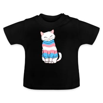 Niedliche Transgender-Katze - Baby Bio-T-Shirt mit Rundhals - Schwarz - Vorne