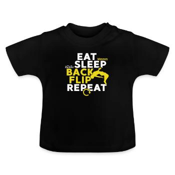 Eat Sleep Backflip Repeat Cascades Gymnastics - T-shirt bio col rond Bébé - noir - Devant