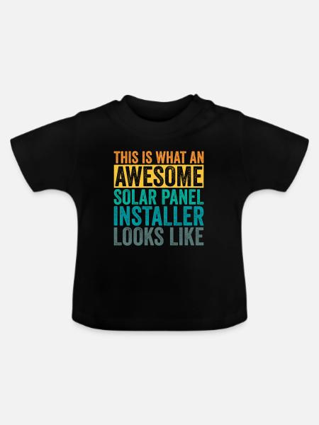 Solarmodul-Installateur - Baby Bio-T-Shirt mit Rundhals - Schwarz