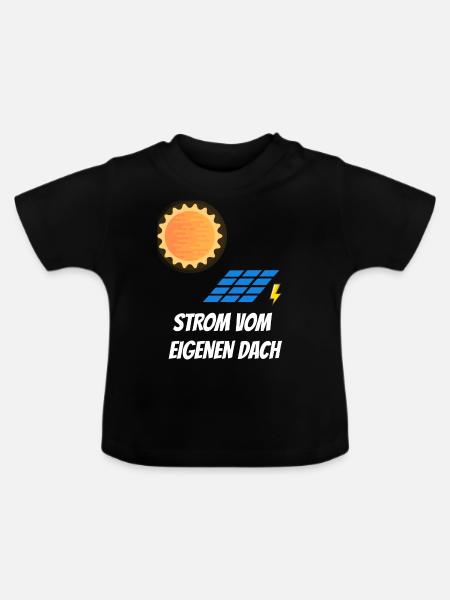 Solarstrom vom eigenen Dach - Baby Bio-T-Shirt mit Rundhals - Schwarz