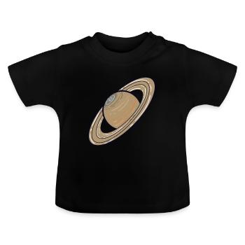 Planète du système solaire Saturne - T-shirt bio col rond Bébé - noir - Devant