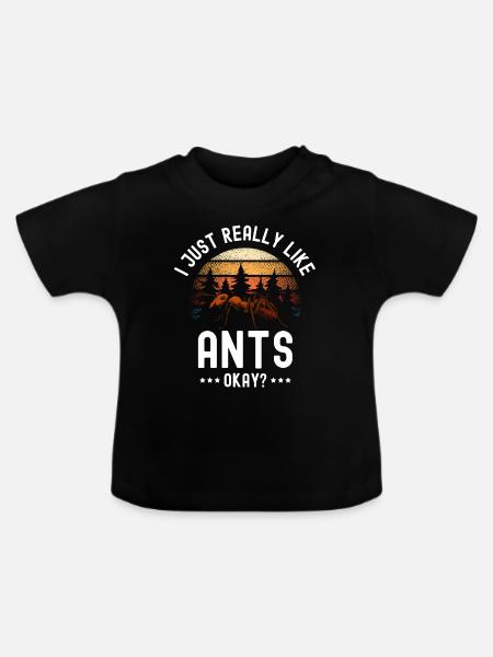 Ameise - Baby Bio-T-Shirt mit Rundhals - Schwarz