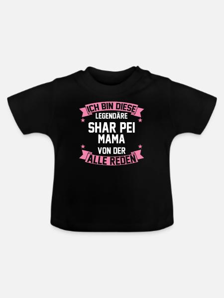 Shar Peimama Shar Pei Mama - Baby Bio-T-Shirt mit Rundhals - Schwarz