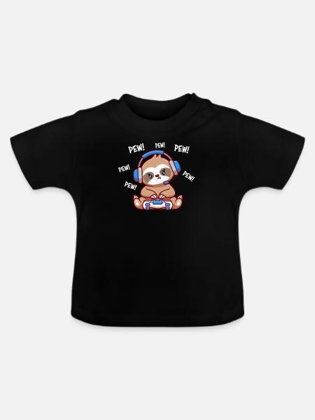 Faultier - Baby Bio-T-Shirt mit Rundhals - Schwarz