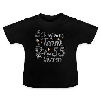 Ein perfektes Team seit 55 Jahren Hochzeitstag - Baby Bio-T-Shirt mit Rundhals - Schwarz - Vorne
