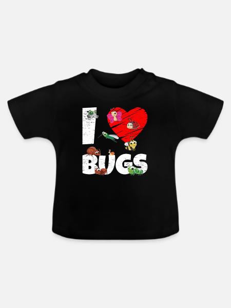Bug Collecting Ich liebe Bugs - Baby Bio-T-Shirt mit Rundhals - Schwarz