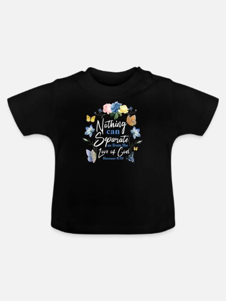 Christian Bible Verse Butterfly - Baby Bio-T-Shirt mit Rundhals - Schwarz
