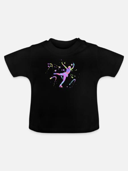 Eisläufer Eiskunstlauf Silhouette - Baby Bio-T-Shirt mit Rundhals - Schwarz