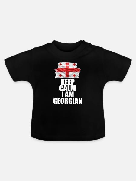 Keep Calm Im Georgian - Baby Bio-T-Shirt mit Rundhals - Schwarz