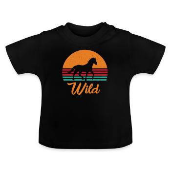 Cheval - T-shirt bio col rond Bébé - noir - Devant