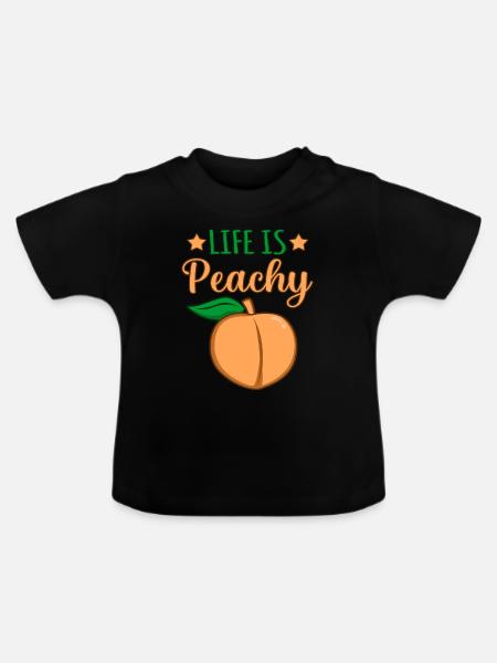 Pfirsich - Baby Bio-T-Shirt mit Rundhals - Schwarz