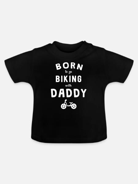 Baby Geburt Biken Mountainbike Geschenkidee - Baby Bio-T-Shirt mit Rundhals - Schwarz