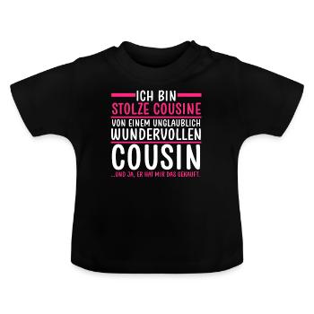 Cousine und Cousin - Baby Bio-T-Shirt mit Rundhals - Schwarz - Vorne