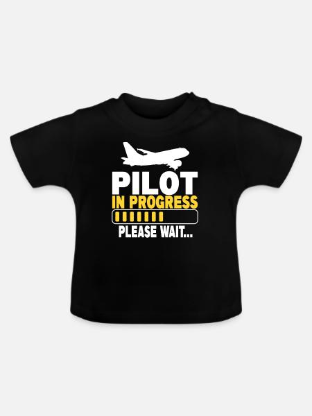 Pilot In Progress Please Wait - Baby Bio-T-Shirt mit Rundhals - Schwarz