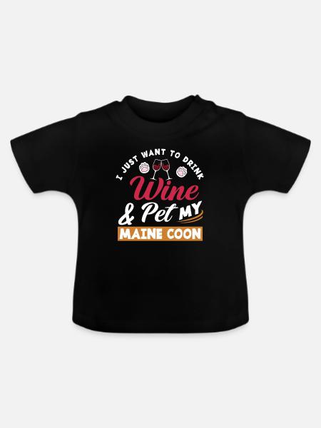 Maine Coon Katze - Baby Bio-T-Shirt mit Rundhals - Schwarz