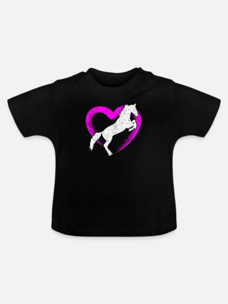 Pferd Pferdeliebe - Baby Bio-T-Shirt mit Rundhals - Schwarz