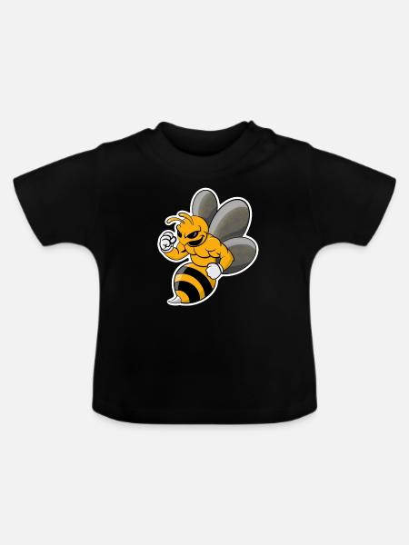 wespe cooles Design - Baby Bio-T-Shirt mit Rundhals - Schwarz
