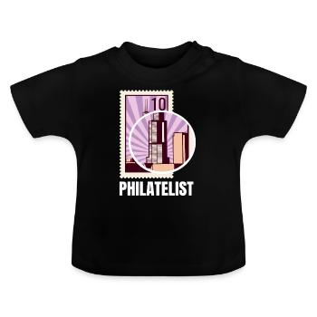 Philatelist Briefmarken Sammlung - Baby Bio-T-Shirt mit Rundhals - Schwarz - Vorne