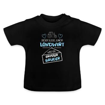 Ich werde großer Bruder Traktor Junior Landwirt - Baby Bio-T-Shirt mit Rundhals - Schwarz - Vorne