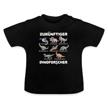 Zukünftiger Dinoforscher Dino Namen Dinosaurier - Baby Bio-T-Shirt mit Rundhals - Schwarz - Vorne