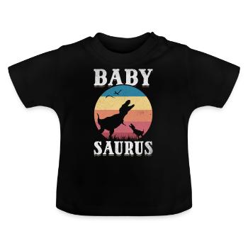 Dino Baby Saurus Rex Dinosaurier Baby Dino - Baby Bio-T-Shirt mit Rundhals - Schwarz - Vorne