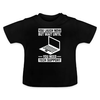 Informatiker Computer PC Drucker Rechner Schreiben - Baby Bio-T-Shirt mit Rundhals - Schwarz - Vorne