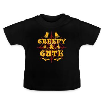 Halloween Quote Creepy And Cute - Baby Organic T-Shirt with Round Neck - black - Front