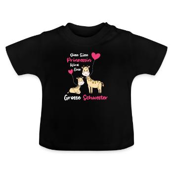 Große Schwester Giraffen - Baby Bio-T-Shirt mit Rundhals - Schwarz - Vorne
