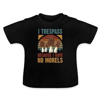 Mushroom Morels Funny Forager - Baby Organic T-Shirt with Round Neck - black - Front