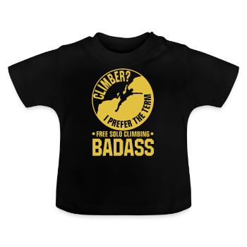 Escalade solo gratuite - T-shirt bio col rond Bébé - noir - Devant