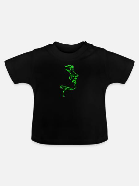 Lineart Gesicht - Baby Bio-T-Shirt mit Rundhals - Schwarz
