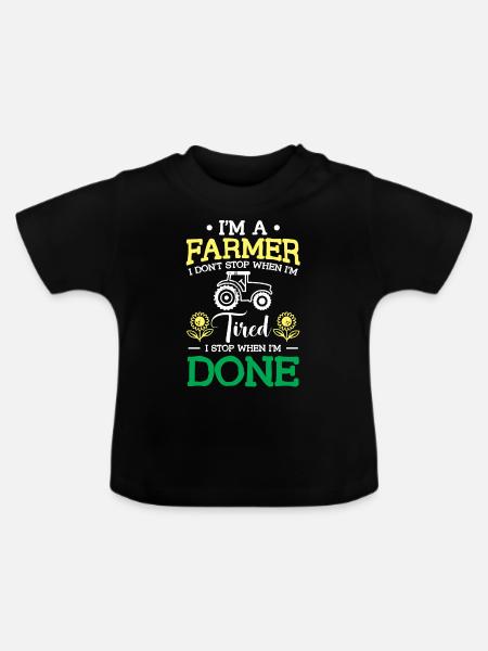 Frases graciosas para agricultores y agricultores. - Camiseta orgánica para bebé con cuello redondo - negro