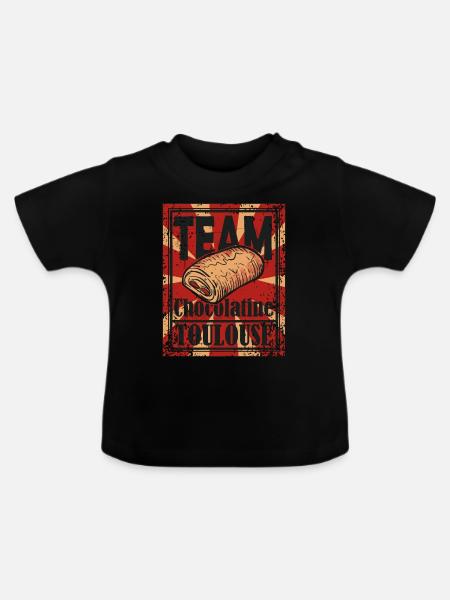 Team Chocolatine Toulouse Drôle - T-shirt bio col rond Bébé - noir