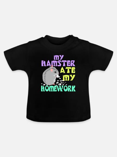 Hamster fressen - Baby Bio-T-Shirt mit Rundhals - Schwarz