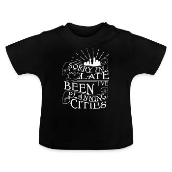 Planning cities - Baby Organic T-Shirt with Round Neck - black - Front