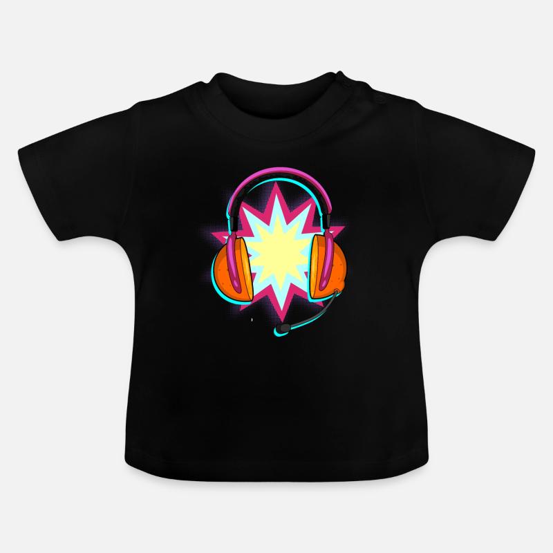 Casque Pop Art - T-shirt bio col rond Bébé - noir