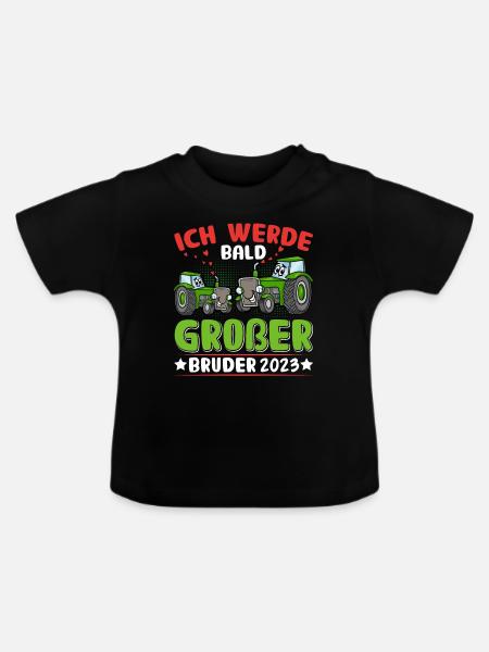 Traktor Bruder 2023 - Baby Bio-T-Shirt mit Rundhals - Schwarz