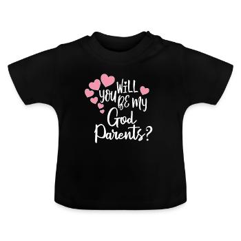Est-ce que mes parrains et marraines veulent être les parrains d’elle - T-shirt bio col rond Bébé - noir - Devant