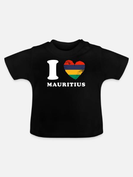 I love Mauritius - Baby Bio-T-Shirt mit Rundhals - Schwarz