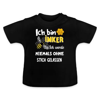 Ich Bin Imker Ich Werde Niemals Ohne Stich Gelasse - Baby Bio-T-Shirt mit Rundhals - Schwarz - Vorne