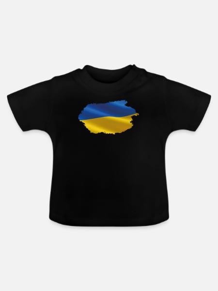 Ukraine Flagge - Baby Bio-T-Shirt mit Rundhals - Schwarz
