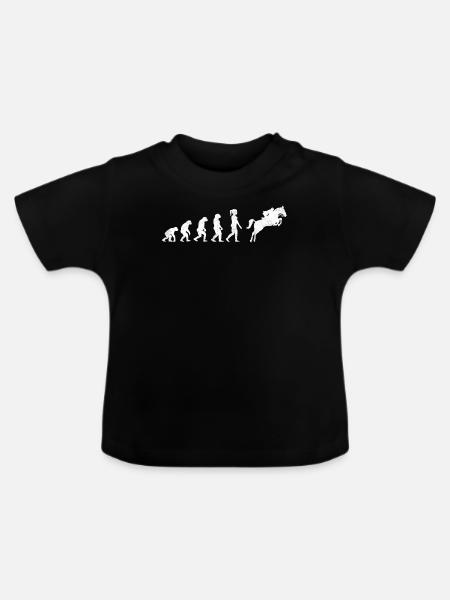 Evolution Pferde Reiten - Baby Bio-T-Shirt mit Rundhals - Schwarz
