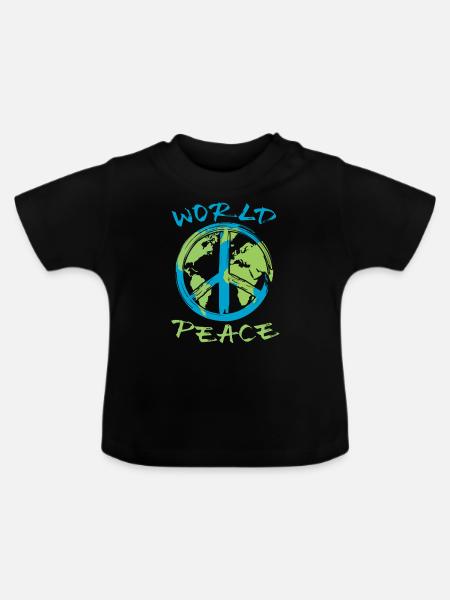 Weltfrieden Erde Planet Friedenszeichen - Baby Bio-T-Shirt mit Rundhals - Schwarz