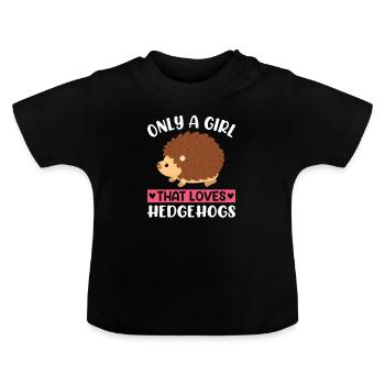 Hedgehog Sweet Gift Animal Saying Funny Hedgehog - Baby Organic T-Shirt with Round Neck - black - Front