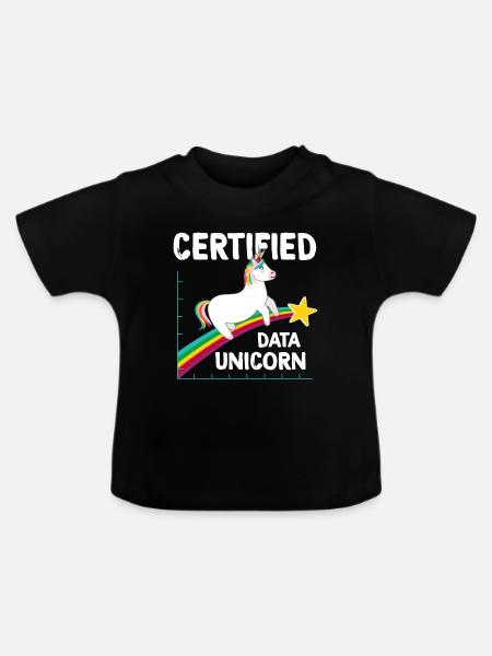 Zertifiziertes Dateneinhorn - Baby Bio-T-Shirt mit Rundhals - Schwarz
