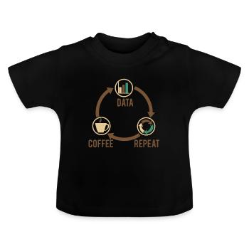 Daten Kaffee - Baby Bio-T-Shirt mit Rundhals - Schwarz - Vorne