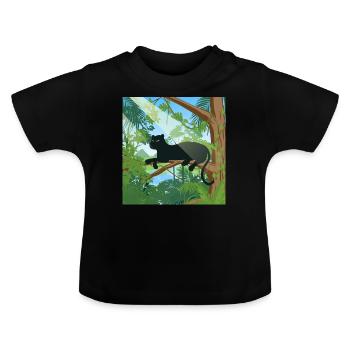 Jungle - Baby Organic T-Shirt with Round Neck - black - Front